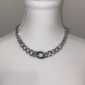 Swarovski Silver and Black Chain Necklace